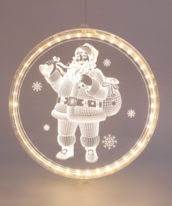 “3D ACRYLIC SANTA”, 24 WW LED ΣΤΑΘ. IP20 21X21.6CM, USB ΚΑΛ. ΤΡΟΦΟΔ. ACA – X08241258