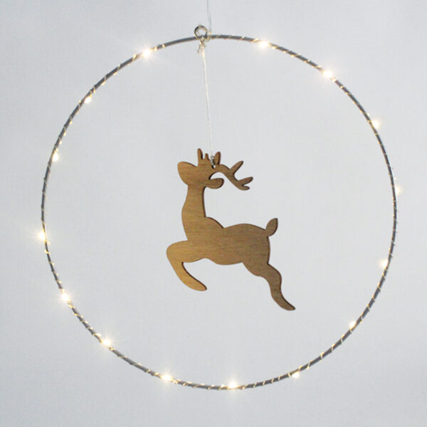 HANGING CIRCLE REINDEER 20 MINI LED WW Λ/ΚΙΑ ΜΠ/ΡΙΕΣ (3AA) IP20 Φ30CM (15Χ13CM), 30CM ΔΙΑΦ. ΚΑΛΩ ACA - X09201103