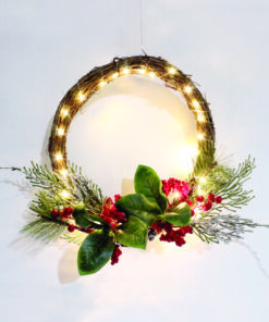 WREATH BERRIES ΔΙΑΚΟΣΜ ΚΡΕΜΑΣΤΟ 30 LED ΛΑΜΠ ΘΕΡΜΑ ΜΠΑΤ 3ΧΑΑ (ΔΕΝ ΣΥΜΠ) IP20 ΔΙΑΜ:30cm 30cm ΚΑΛ ACA – X09301112