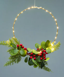RING LEAVES BERRIES ΔΙΑΚΟΣΜ ΚΡΕΜΑΣΤΟ 40LED ΛΑΜΠ ΘΕΡΜΑ ΜΠΑΤ 3ΧΑΑ (ΔΕΝ ΣΥΜΠ) IP20 ΔΙΑΜ:30cm 30cm ΚΑΛ ACA – X09401114