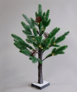 “SNOW PINE TREE WITH PINE CONES” 24 WW LED ΛΑΜΠΑΚ. IP20 3xAA ΥΨΟΣ 60CM ΒΑΣΗ 10x10CM ACA – X1024114