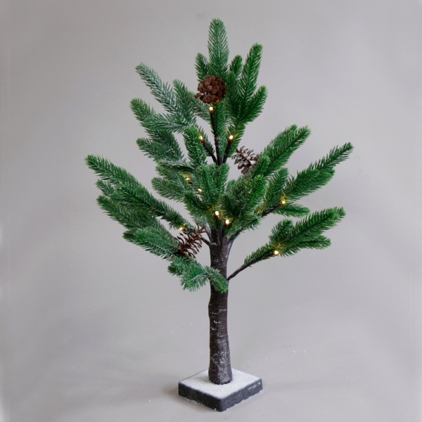 “SNOW PINE TREE WITH PINE CONES” 24 WW LED ΛΑΜΠΑΚ. IP20 3xAA ΥΨΟΣ 60CM ΒΑΣΗ 10x10CM ACA - X1024114