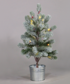 “SNOW PINE TREE WITH RED CHERRY AND POT” 28 WW LED ΛΑΜΠΑΚ. IP20 3xAA ΥΨΟΣ 55cm Ø12,5cm ACA – X1028114