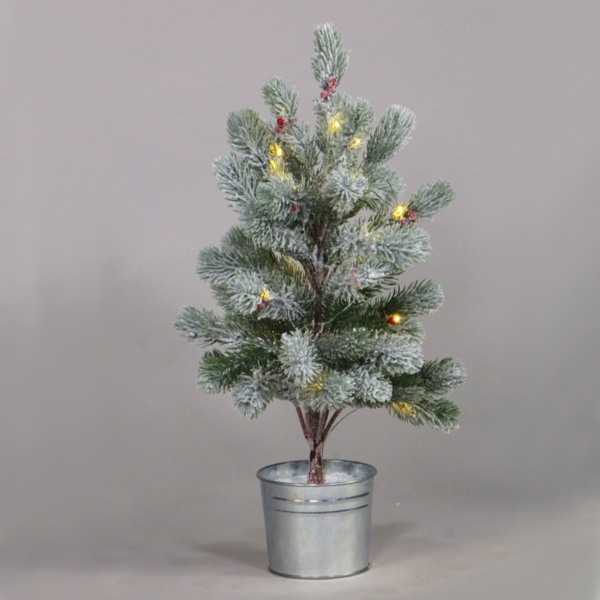 “SNOW PINE TREE WITH RED CHERRY AND POT” 28 WW LED ΛΑΜΠΑΚ. IP20 3xAA ΥΨΟΣ 55cm Ø12,5cm ACA - X1028114