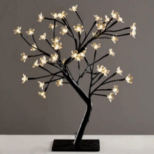 TREE WITH FLOWERS OF SILICONE  36LED ΛΑΜΠΑΚIA ΜΕ ΑΝΤΑΠΤΟΡΑ(24V DC)ΘΕΡΜΟ ΛΕΥΚΟ IP20 45cm 3m ΜΑΥΡΟ  ACA – X1036141