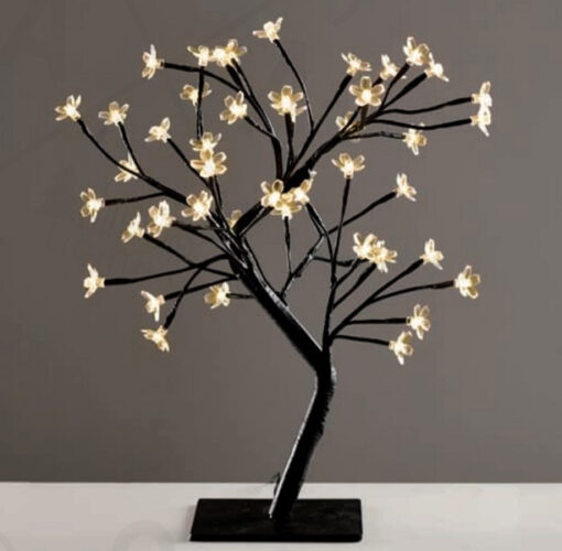 TREE WITH FLOWERS OF SILICONE 36LED ΛΑΜΠΑΚIA ΜΕ ΑΝΤΑΠΤΟΡΑ(24V DC)ΘΕΡΜΟ ΛΕΥΚΟ IP20 45cm 3m ΜΑΥΡΟ ACA – X1036141