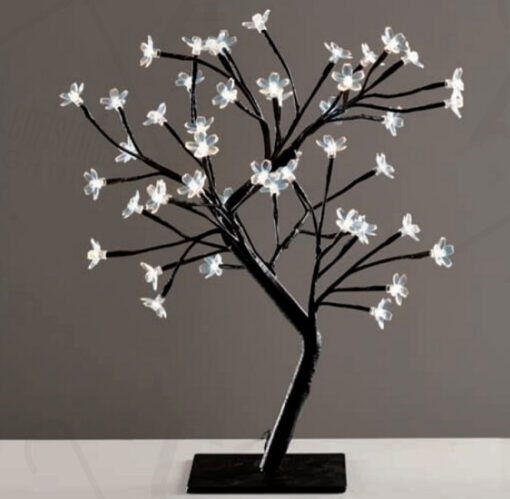 TREE WITH FLOWERS OF SILICONE 36LED ΛΑΜΠΑΚIA ΜΕ ΑΝΤΑΠΤΟΡΑ(24V DC)ΨΥΧΡΟ ΛΕΥΚΟ IP20 45cm 3m ΜΑΥΡΟ ACA – X1036241