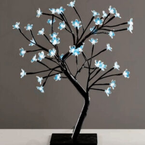 TREE WITH FLOWERS OF SILICONE  36LED ΛΑΜΠΑΚIA ΜΕ ΑΝΤΑΠΤΟΡΑ(24V DC)ΜΠΛΕ IP20 45cm 3m ΜΑΥΡΟ ΚΑΛΩΔΙΟ ACA – X1036641