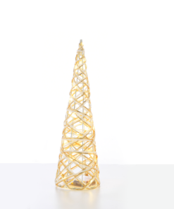 “WHITE & GOLD CONE TREE” 20 MINI WW LED ΛΑΜΠ. ΜΠΑΤ. 3ΧΑΑ,IP20 Φ13X40CM ACA – X11201117