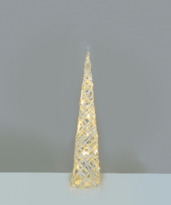 “WHITE & SILVER CONE TREE” 20 MINI WW LED ΛΑΜΠ. ΜΠΑΤ. 3ΧΑΑ,IP20 Φ13X40CM ACA – X11201118