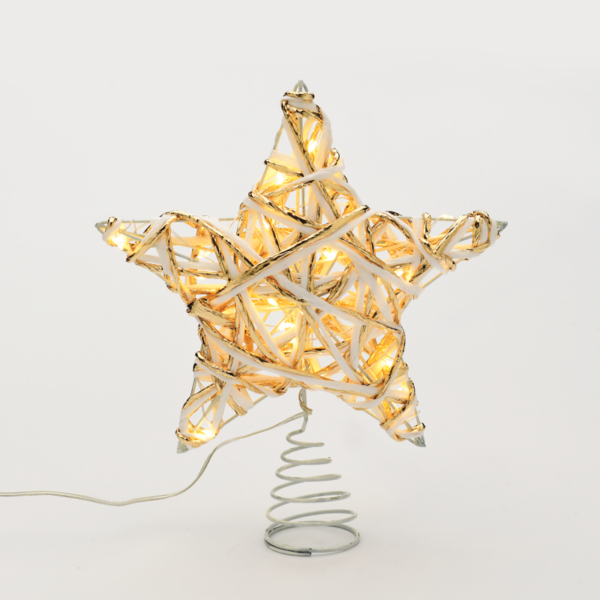 "WHITE & GOLD CONVEX STAR" 20 MINI WW LED ΛΑΜΠ. ΜΠΑΤ. 3ΧΑΑ,IP20 23x5x20cm ACA - X11201124