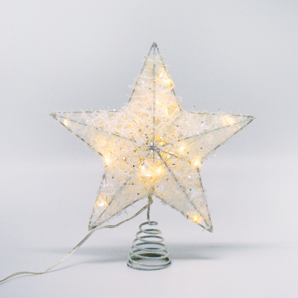 "WHITE GLITTER THREAD COTTON CONVEX STAR" 20 MINI WW LED ΛΑΜΠ. ΜΠΑΤ. 3ΧΑΑ,IP20 23x5x20cm ACA - X11201126