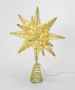 “GOLD TINSEL THREAD STAR 2” 20 MINI WW LED ΛΑΜΠ. ΜΠΑΤ. 3ΧΑΑ,IP20 28x5x20cm ACA – X112011272