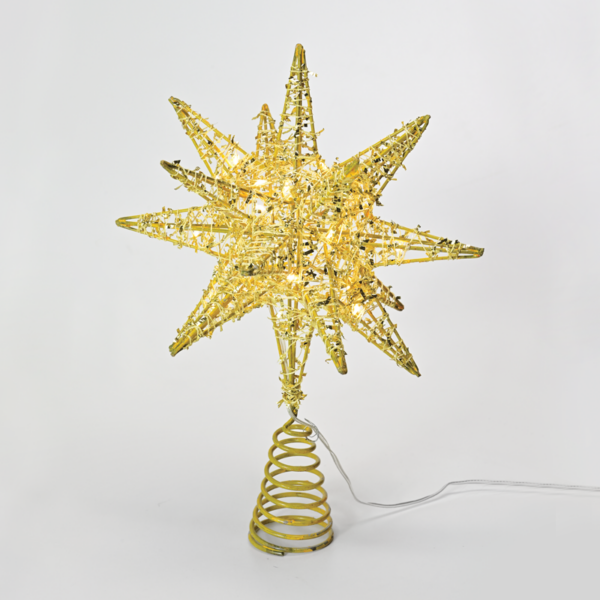 "GOLD TINSEL THREAD STAR 2" 20 MINI WW LED ΛΑΜΠ. ΜΠΑΤ. 3ΧΑΑ,IP20 28x5x20cm ACA - X112011272