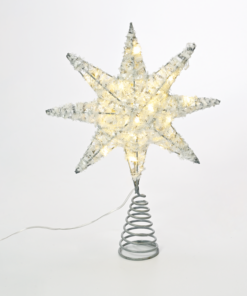 “SILVER TINSEL THREAD STAR 1” 20 MINI WW LED ΛΑΜΠ. ΜΠΑΤ. 3ΧΑΑ,IP20 28x5x20cm ACA – X112011281