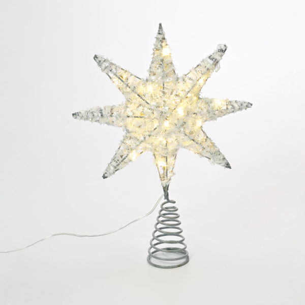 "SILVER TINSEL THREAD STAR 1" 20 MINI WW LED ΛΑΜΠ. ΜΠΑΤ. 3ΧΑΑ,IP20 28x5x20cm ACA - X112011281