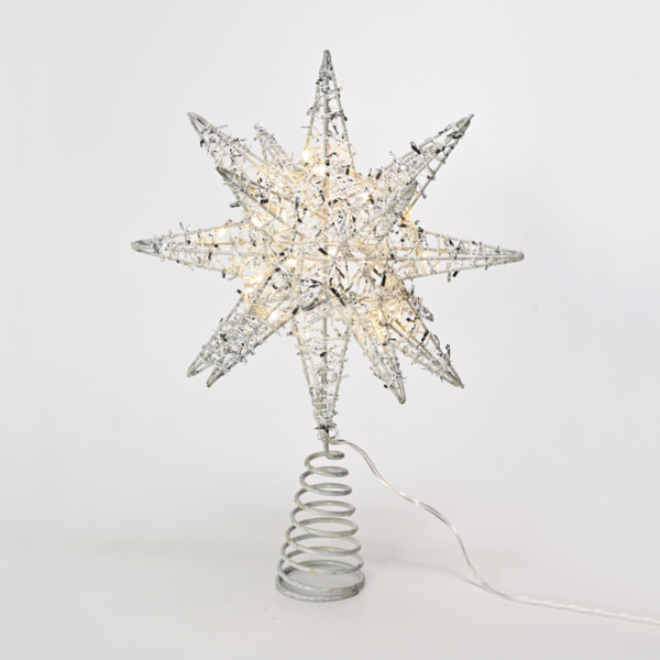 "SILVER TINSEL THREAD STAR 2" 20 MINI WW LED ΛΑΜΠ. ΜΠΑΤ. 3ΧΑΑ,IP20 28x5x20cm ACA - X112011282