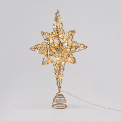 “GOLD & WHITE BEAD STAR ” 20 MINI WW LED ΛΑΜΠ. ΜΠΑΤ. 3ΧΑΑ,IP20 37x5x20cm ACA – X11201129