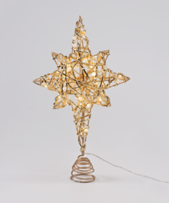 “GOLD & WHITE BEAD STAR ” 20 MINI WW LED ΛΑΜΠ. ΜΠΑΤ. 3ΧΑΑ,IP20 37x5x20cm ACA – X11201129