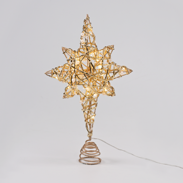 "GOLD & WHITE BEAD STAR " 20 MINI WW LED ΛΑΜΠ. ΜΠΑΤ. 3ΧΑΑ,IP20 37x5x20cm ACA - X11201129