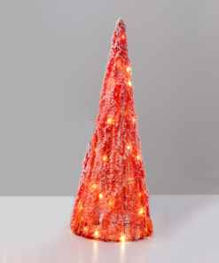 “RED TINSEL CONE TREE” 20 MINI WW LED ΛΑΜΠ. ΜΠΑΤ. 3ΧΑΑ,IP20 Φ18.5X50cm ACA – X112011331