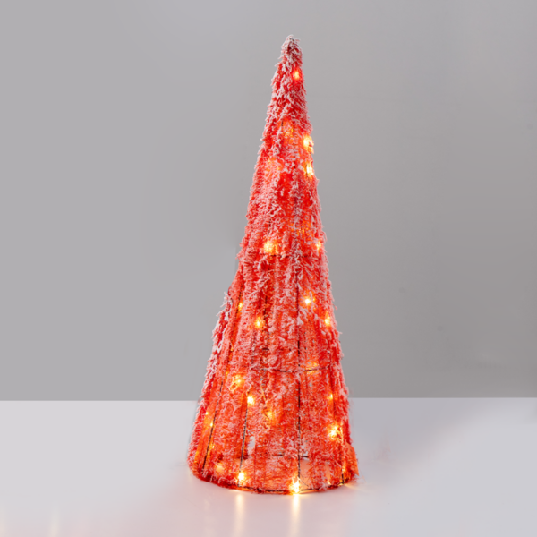 "RED TINSEL CONE TREE" 20 MINI WW LED ΛΑΜΠ. ΜΠΑΤ. 3ΧΑΑ,IP20 Φ18.5X50cm ACA - X112011331