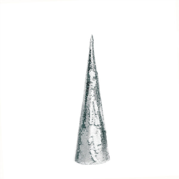 SILVER & WHITE SEQUIN CONE TREE 20 WW LED ΛΑΜΠ. ΜΠΑΤ. 3ΧΑΑ,IP20 Φ18.5Χ50CM ACA - X1120117