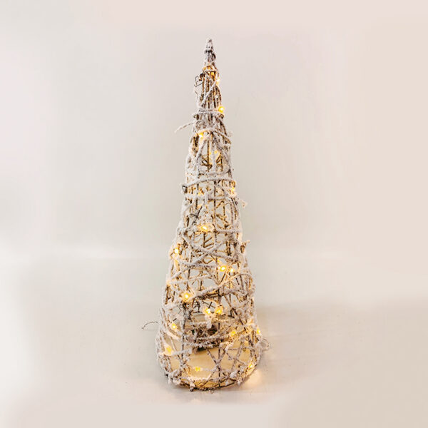 RATTAN CONE TREE WITH SNOW 30 MINI WW LED ΛΑΜΠ. ΜΠΑΤ. 3ΧΑΑ,IP20 Φ18.5Χ50CM ACA - X11301110