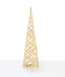 “WHITE & GOLD CONE TREE” 30 MINI WW LED ΛΑΜΠ. ΜΠΑΤ. 3ΧΑΑ,IP20 Φ17X60CM ACA – X11301117