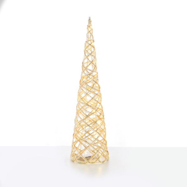 "WHITE & GOLD CONE TREE" 30 MINI WW LED ΛΑΜΠ. ΜΠΑΤ. 3ΧΑΑ,IP20 Φ17X60CM ACA - X11301117