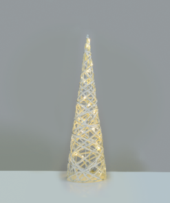 “WHITE & SILVER CONE TREE” 30 MINI WW LED ΛΑΜΠ. ΜΠΑΤ. 3ΧΑΑ,IP20 Φ17X60CM ACA – X11301118