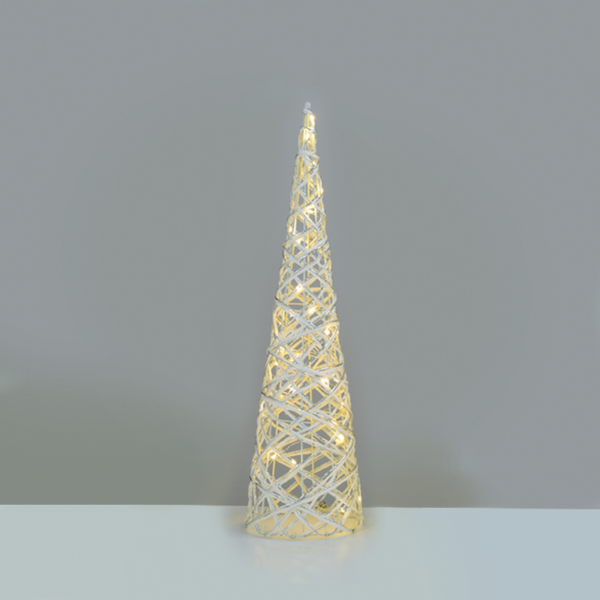 "WHITE & SILVER CONE TREE" 30 MINI WW LED ΛΑΜΠ. ΜΠΑΤ. 3ΧΑΑ,IP20 Φ17X60CM ACA - X11301118