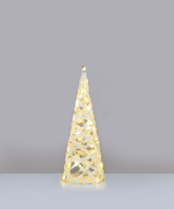 “WHITE COTTON THREAD CONE TREE” 30 MINI WW LED ΛΑΜΠ. ΜΠΑΤ. 3ΧΑΑ,IP20 Φ18.5X50CM ACA – X11301119