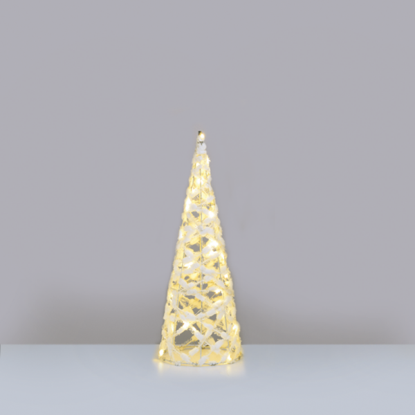 "WHITE COTTON THREAD CONE TREE" 30 MINI WW LED ΛΑΜΠ. ΜΠΑΤ. 3ΧΑΑ,IP20 Φ18.5X50CM ACA - X11301119