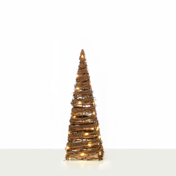 "NATURAL RATTAN CONE TREE" 30 MINI WW LED ΛΑΜΠ. ΜΠΑΤ. 3ΧΑΑ,IP20 Φ17X50CM ACA - X11301120