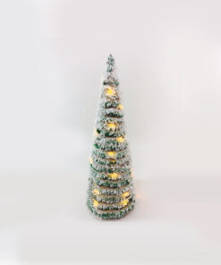 GREEN RATTAN CONE TREE WITH SNOW 30 MINI WW LED ΛΑΜΠ. ΜΠΑΤ. 3ΧΑΑ,IP20 Φ18.5Χ50CM ACA – X1130119