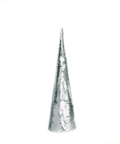 SILVER & WHITE SEQUIN CONE TREE 35 WW LED ΛΑΜΠ. ΜΠΑΤ. 3ΧΑΑ,IP20 Φ27.5X90CM ACA – X1135117