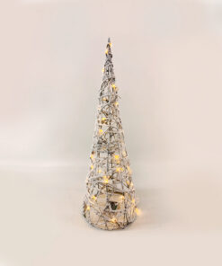 RATTAN CONE TREE WITH SNOW 40 MINI WW LED ΛΑΜΠ. ΜΠΑΤ. 3ΧΑΑ,IP20 Φ20.5X60CM ACA – X11401110