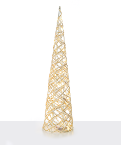 “WHITE & GOLD CONE TREE” 40 MINI WW LED ΛΑΜΠ. ΜΠΑΤ. 3ΧΑΑ,IP20 Φ20.5X80CM ACA – X11401117