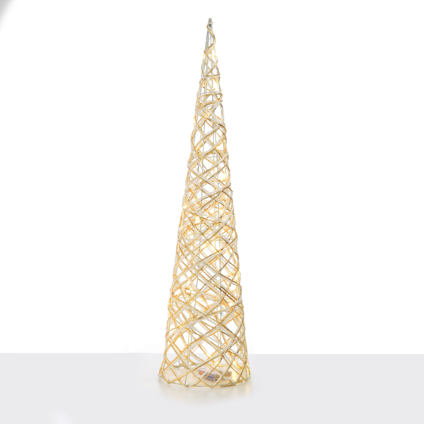 "WHITE & GOLD CONE TREE" 40 MINI WW LED ΛΑΜΠ. ΜΠΑΤ. 3ΧΑΑ,IP20 Φ20.5X80CM ACA - X11401117