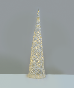 “WHITE & SILVER CONE TREE” 40 MINI WW LED ΛΑΜΠ. ΜΠΑΤ. 3ΧΑΑ,IP20 Φ20.5X80CM ACA – X11401118