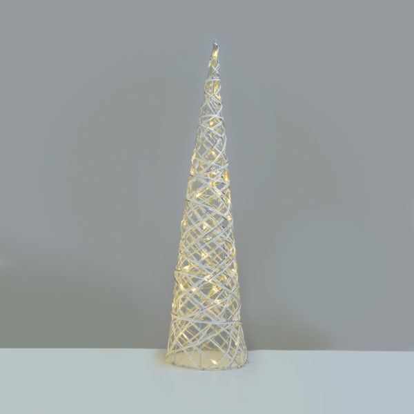 "WHITE & SILVER CONE TREE" 40 MINI WW LED ΛΑΜΠ. ΜΠΑΤ. 3ΧΑΑ,IP20 Φ20.5X80CM ACA - X11401118