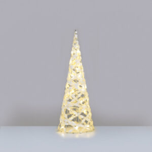“WHITE COTTON THREAD CONE TREE” 40 MINI WW LED ΛΑΜΠ. ΜΠΑΤ. 3ΧΑΑ,IP20 Φ20.5X60CM ACA – X11401119