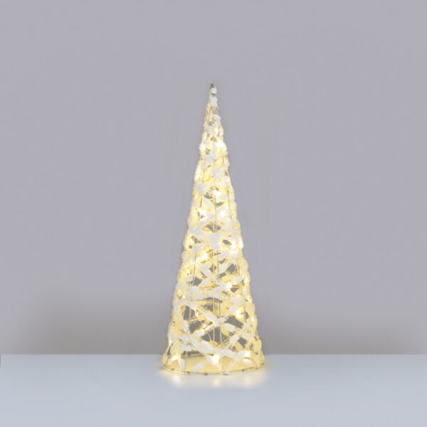 "WHITE COTTON THREAD CONE TREE" 40 MINI WW LED ΛΑΜΠ. ΜΠΑΤ. 3ΧΑΑ,IP20 Φ20.5X60CM ACA - X11401119