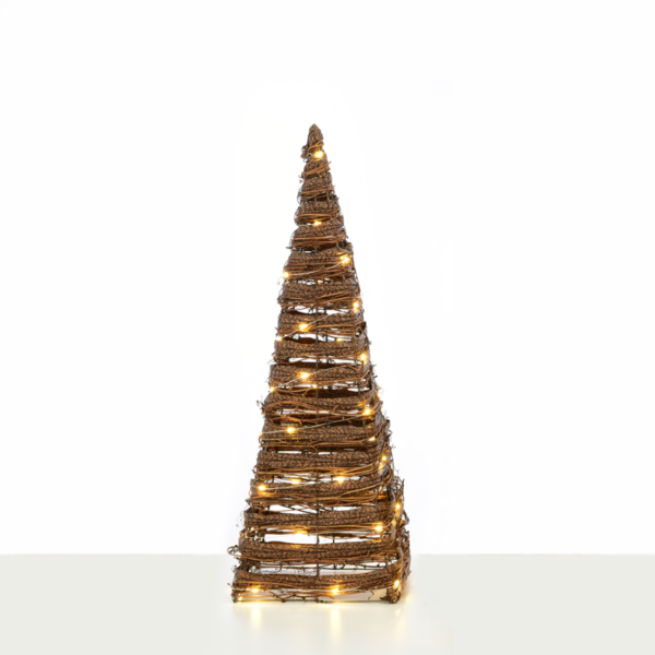 "NATURAL RATTAN CONE TREE" 40 MINI WW LED ΛΑΜΠ. ΜΠΑΤ. 3ΧΑΑ,IP20 Φ22X60CM ACA - X11401120