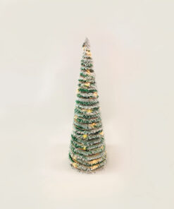 GREEN RATTAN CONE TREE WITH SNOW 40 MINI WW LED ΛΑΜΠ. ΜΠΑΤ. 3ΧΑΑ,IP20 Φ20.5X60CM ACA – X1140119