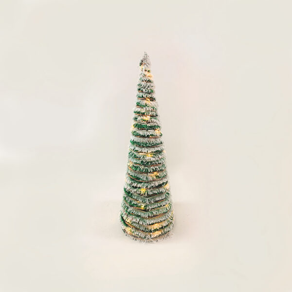 GREEN RATTAN CONE TREE WITH SNOW 40 MINI WW LED ΛΑΜΠ. ΜΠΑΤ. 3ΧΑΑ,IP20 Φ20.5X60CM ACA - X1140119