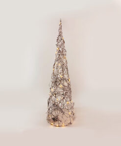RATTAN CONE TREE WITH SNOW 50 MINI WW LED ΛΑΜΠ. ΜΠΑΤ. 3ΧΑΑ,IP20 Φ27.5X90CM ACA – X11501110