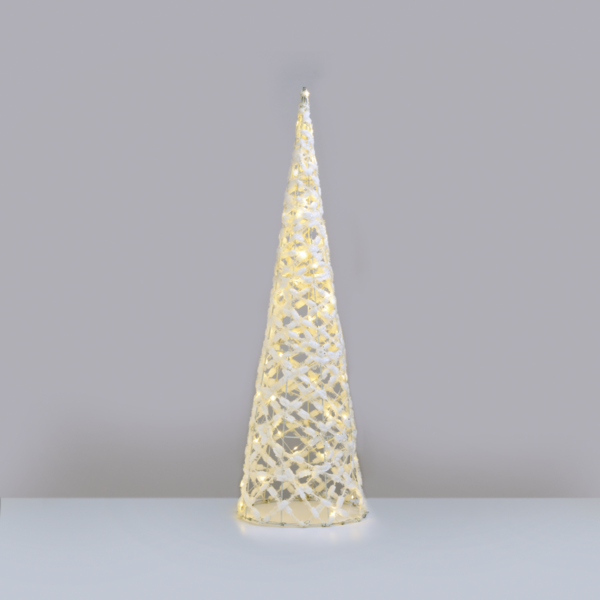 "WHITE COTTON THREAD CONE TREE" 50 MINI WW LED ΛΑΜΠ. ΜΠΑΤ. 3ΧΑΑ,IP20 Φ27.5X90CM ACA - X11501119