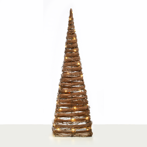 "NATURAL RATTAN CONE TREE" 50 MINI WW LED ΛΑΜΠ. ΜΠΑΤ. 3ΧΑΑ,IP20 Φ27X90CM ACA - X11501120